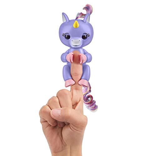 Fingerlings Einhorn violett mit Regenbogenmähne, interaktives Spielzeug, reagiert auf Geräusche, Bewegungen und Berührungen, violett von Wow Wee