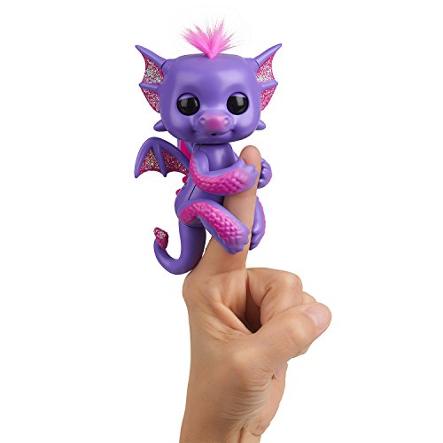 WowWee Fingerlings Drache lila mit pinkem Glitzer Kaylin - 3584 / interaktives Spielzeug, reagiert auf Geräusche, Bewegungen und Berührungen von Wow Wee