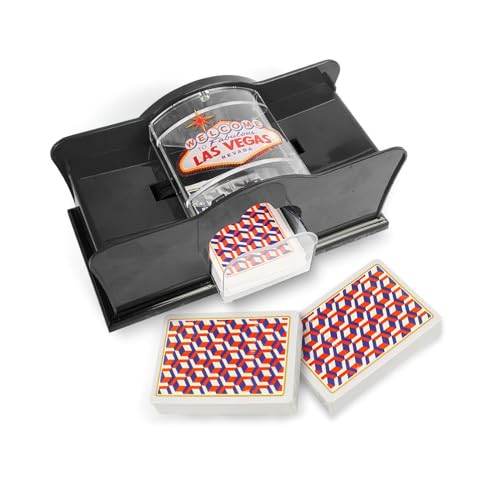 Wowlela Manueller Kartenmischer für 1-2 Decks, Kartenmischmaschine mit Kartenhaltern, Einfaches Handkurbelsystem, Casino Kartenmischer Manuelles Mischgerät für Blackjack/Poker/Texas Hold Em,Schwarz von Wowlela