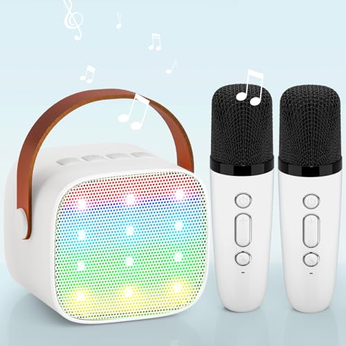 Kinder Karaoke Maschine, Karaoke Mikrofon Kinder Tragbarer Bluetooth Lautsprecher mit LED Lichteffekten für Kinder Erwachsene, Geschenke für Mädchen，Spielzeug für 3 4 5 6 7 8+ Jahre (Weiß) von Wowstar