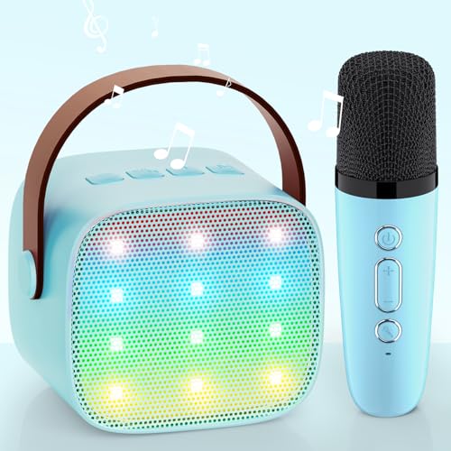 Kinder Karaoke Maschine, [Premiumversion] Karaoke Mikrofon Kinder, Geschenke für Mädchen Jungs,Mini Bluetooth Lautsprecher Geschenk Mädchen Stimmverzerrer Spielzeug für 3 4 5 6 7 8 9 10+(Baby blau) von Wowstar