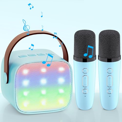 Karaoke Maschine mit 2 Mikrofonen, [Premiumversion] Wowstar Tragbares Bluetooth Karaoke Maschine für Kinder Erwachsene mit Stimme wechselnde Effekte & LED-Lichter Jungen Mädchen Geschenke (Blau) von Wowstar
