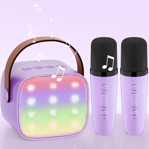 Wowstar Karaoke Maschine mit 2 Mikrofonen, [Premiumversion] Bluetooth Karaoke Maschine für Kinder Erwachsene mit Stimme wechselnde Effekte & LED-Lichter Jungen Mädchen Geschenke Heimparty (lila) von Wowstar
