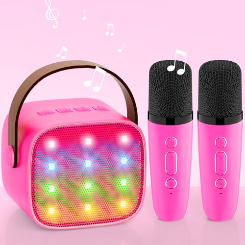 Kinder Karaoke Maschine, Karaoke Mikrofon Kinder Tragbarer Bluetooth Lautsprecher mit LED Lichteffekten für Kinder Erwachsene, Geschenke für Mädchen，Spielzeug für 3 4 5 6 7 8+ Jahre (Magenta) von Wowstar