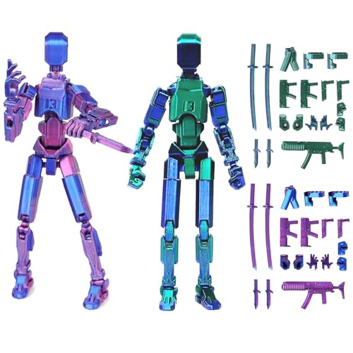 2 Stück T13 Action Figure Satz (Montage Abgeschlossen),Titan 13 Actionfiguren,Lucky 13 Roboter Actionfigur Dummy,Desktop-Dekorationen für Spielliebhaber Spielzeug Blua von Woyejo