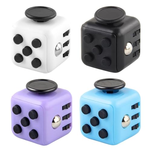 4 Stück Anti-Stress Würfel Spielzeug Fidget Toy Cube Anti-Stresswürfel Cube Anti Stress Cube mit 6 Seiten Funktion für Kinder und Erwachsene Stressaubbau bei Nervösität von Woyejo