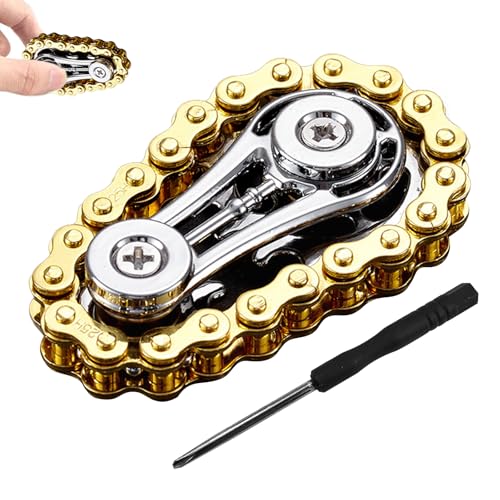 Zahnräder Fidget Toys,Coole Fidget Spinner für Stress Relief,Metall Anti Stress Spielzeug Linkage Bike Chain Design, Hand Finger Spinner für Erwachsene Kinder Anti-Angs von Woyejo