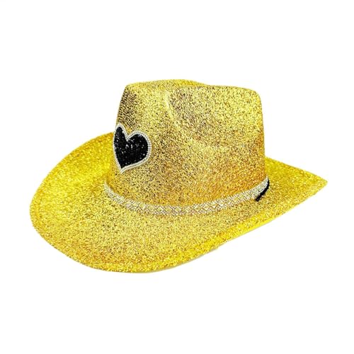 Western-Cowboyhut – Disco-Glitzer-Cowgirl-Hut, Party-Kopfbedeckung, Kostümzubehör für Halloween, Junggesellinnenabschied Western-Cowboyhut – Disco-Glitzer-Cowgirl-Hut, Party-Kopfbedeckung, Kostümzubehör für Halloween, Junggesellinnenabschied von Wpsagek