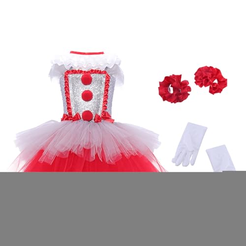 Wpsagek Clownkleid Für Mädchen | Mädchen Clown Prinzessin Party Verkleidungsset,Prinzessinnenrock Kostüm für Kinder 3-11 Jahre Geburtstagsfeier Halloween Fest von Wpsagek
