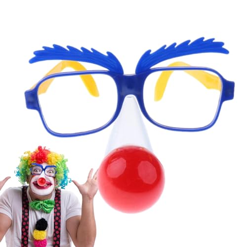 Wpsagek Lustige Nasenverkleidungsbrille, Clown-Nasenbrille - Niedliche Brillen-Cosplay-Fotografie-Requisite,Party-Sonnenbrille mit LED-Clownnase für Halloween-Feiertagsparty von Wpsagek