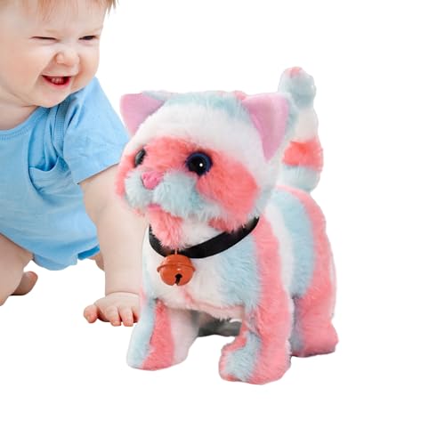 Wpsagek Plüsch wandelnde Katze, wandelnde Katzenspielzeug - Interaktive Plüschspielzeugbatteriekatze mit Wagging Tail,Nettes elektronisches Tier mit Miauger für Kinder von Wpsagek