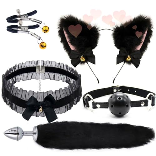 WreGmgg Set Von Schwarzen Spitze Fuchs Cosplay KostüMe, Cosplay KostüM, 5-StüCke, Schwarze Spitze, Unisex, Essentiell FüR Veranstaltungen Cosplay Anime Expo, Original Geschenk -Z WreGmgg Set Von Schwarzen Spitze Fuchs Cosplay KostüMe, Cosplay KostüM, 5-StüCke, Schwarze Spitze, Unisex, Essentiell FüR Veranstaltungen Cosplay Anime Expo, Original Geschenk -Z von WreGmgg