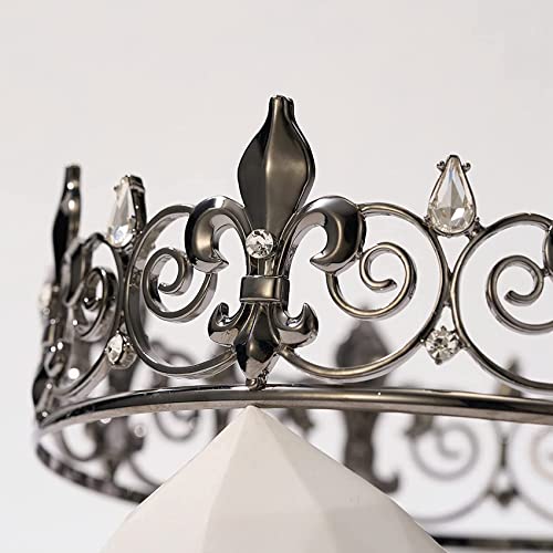 Wresetly Gothic Full King Crown - Metallkronen und Diademe für MäNner und, Gothic Prince Prom PartyhüTe, Cosplay KostüM von Wresetly