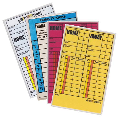 WriteOnCards.com Fußball-Schiedsrichterkarten, 4 Karten, Set enthält Straftritte und Spiel-Rekord-Karte (AR), Wasserdicht, schweißfest, wiederverwendbar, für Erwachsene ab 120 Jahren von WriteOnCards.com