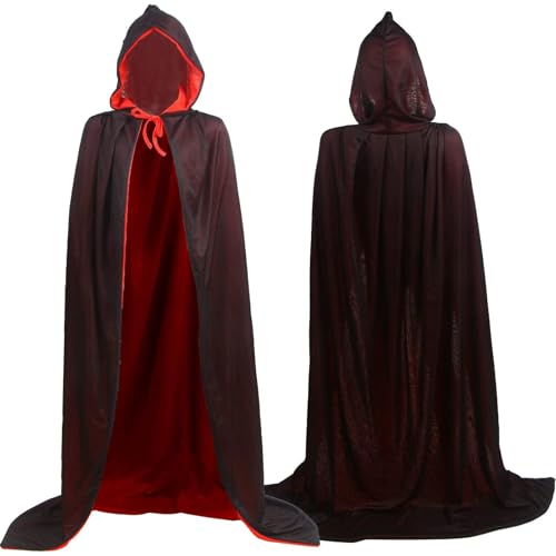 Halloween Vampire Cloak Cape, Black and Red Reversible Masquerade Costume Cape for Adults, Dracula Witch Wizard Outfit, Perfect for Halloween Parties and Cosplay Events, Full-Length Coverage Halloween Vampire Cloak Cape, Black and Red Reversible Masquerade Costume Cape for Adults, Dracula Witch Wizard Outfit, Perfect for Halloween Parties and Cosplay Events, Full-Length Coverage von Wrohto