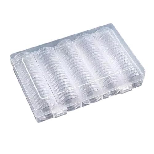 Wrohto Coin Storage Box, 100 Piece Collector Display Organizer, Protective Coin Capsules, Round Coin Holders, Transparent Case for Silver Dollar Collection Supplies, Polystyrene, 18.5 x 12 x 3.8cm Wrohto Coin Storage Box, 100 Piece Collector Display Organizer, Protective Coin Capsules, Round Coin Holders, Transparent Case for Silver Dollar Collection Supplies, Polystyrene, 18.5 x 12 x 3.8cm von Wrohto