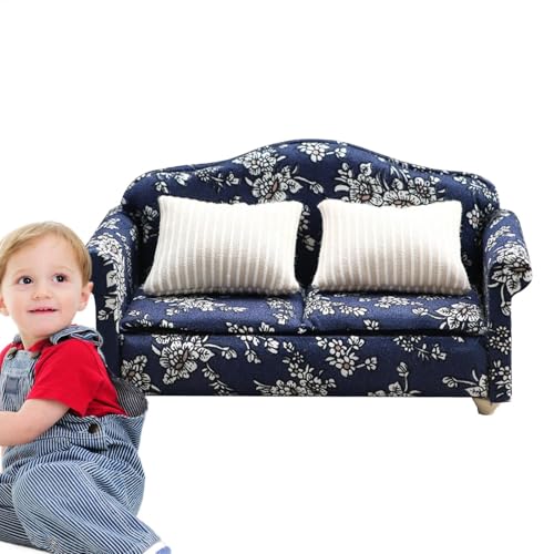 Wrohto Doll House Sofa, Modern Arm Chair with Pillow, Dark Blue Floral Pattern Miniature Sofa, Wooden Fabric Frame Reading Chair for Decoration Accessories, 3.23x2.52x2.83 inches Wrohto Doll House Sofa, Modern Arm Chair with Pillow, Dark Blue Floral Pattern Miniature Sofa, Wooden Fabric Frame Reading Chair for Decoration Accessories, 3.23x2.52x2.83 inches von Wrohto