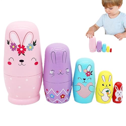 Wrohto Rabbit Nesting Dolls, Russian Wooden Nesting Toys, Educational Stacking Playsets to Boys and Girls, Fun Cartoon Home Decoration Ornament, Perfect for Playtime & Display Wrohto Rabbit Nesting Dolls, Russian Wooden Nesting Toys, Educational Stacking Playsets to Boys and Girls, Fun Cartoon Home Decoration Ornament, Perfect for Playtime & Display von Wrohto