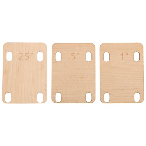 Wrtysully 3 Stück Gitarrenhals-Unterlegscheiben, Holzfarbschutz, 0,25, 0,5 und 1 Grad Gitarrenhalsplatten-Werkzeug von Wrtysully