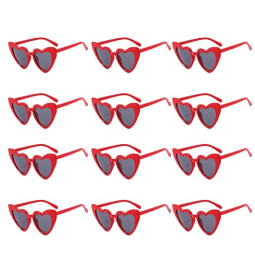 Wrtysully Herzförmige Sonnenbrille für Hochzeiten, Junggesellenabschiede, Brille für Brautjungfern, Trauzeugen, Geschenke für Trauzeugen, Rot von Wrtysully