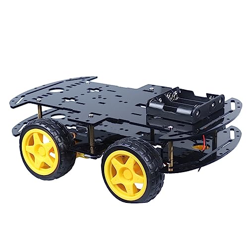 Wrtysully Intelligenter Roboter-Montagewagen-Bausatz, DIY-Bausatz, Allradantrieb, Doppelbodenkonstruktion, Acrylbasis, Auto-Lern-Programmierkit, Auto-Ersatzzubehör von Wrtysully