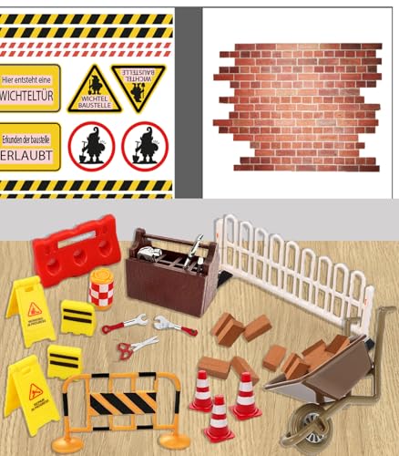 Wichtel Baustelle Set, Baustelle Spielzeug Miniatur Werkzeug Wichtel Baustelle Puppenhaus Zubehör, Miniatur Baustelle Wichtel Zubehör Baustelle Für Puppenhaus Zubehör Weihnachten (Modernität-1) von Wryzorix