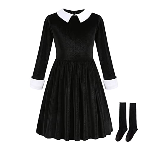 Wsaihhao Schwarzes Kostüm für Mädchen, Kinder, Cosplay, Halloween-Kostüm, Größe 7 - 8 Wsaihhao Schwarzes Kostüm für Mädchen, Kinder, Cosplay, Halloween-Kostüm, Größe 7 - 8 von Wsaihhao
