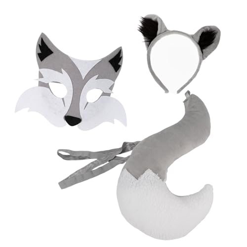 Wolf Kostümzubehör Set Wolf Ohren Stirnband Schwanz Wölfe Maske Zubehör Kits Halloween Wolves Kostüme Kinder Erwachsene Kostüm von Wsdsgz