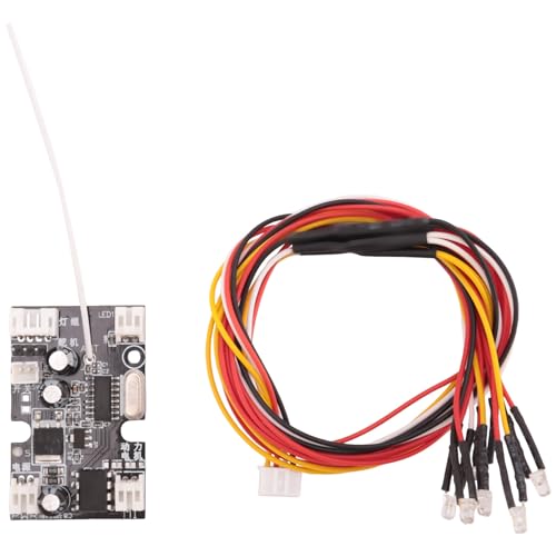 Wsidrnty Empfänger-Leiterplatte mit rotem und gelbem LED-Licht, 3 mm, für D12 1/10 RC Deriv-LKW, Auto-Ersatzzubehör von Wsidrnty