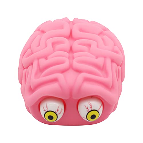 Wsrcxx Gehirn-Spritzball, Gehirnförmiges Spielzeug, Zombie-Gehirn-Bälle, rosa Neuheit, künstliches Gehirn, gruseliges Spielzeug für Jugendliche und Erwachsene, Dekompression und Entspannung, Halloween-Spaßspielzeug, 8,9 cm von Wsrcxx