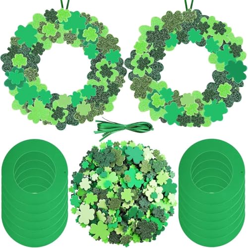 324 Stück Kleeblatt-Kranz-Dekorationen for St. Patrick's Day, Glitzernde Grüne Kleeblatt-Aufkleber Aus Schaumstoff, Selbstklebend, for Zuhause, Klassenzimmer, Büroparty, Festliche Dekoration von WuCaZRRsy