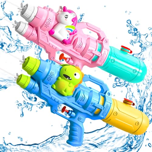 2 Stück Wasserpistole Kinder mit Doppeldüse, 5-8 Meter wasserpistolen, Einhörner und Dinosaurier Design Wasserspritzpistole Spielzeug für Kinder und Erwachsene, für Party Garten Schwimmbad Strand 2 Stück Wasserpistole Kinder mit Doppeldüse, 5-8 Meter wasserpistolen, Einhörner und Dinosaurier Design Wasserspritzpistole Spielzeug für Kinder und Erwachsene, für Party Garten Schwimmbad Strand von WuGU