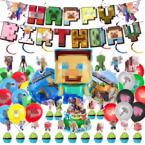 58 Stück Geburtstagsdeko Jungen Gamer Geburtstag Deko, Videospiele Kinder Geburtstag Dekoration Partyzubehör, Enthält Happy Birthday Banner, Cupcake Topper, Luftballons, Hängende Wirbel 58 Stück Geburtstagsdeko Jungen Gamer Geburtstag Deko, Videospiele Kinder Geburtstag Dekoration Partyzubehör, Enthält Happy Birthday Banner, Cupcake Topper, Luftballons, Hängende Wirbel von WuGU