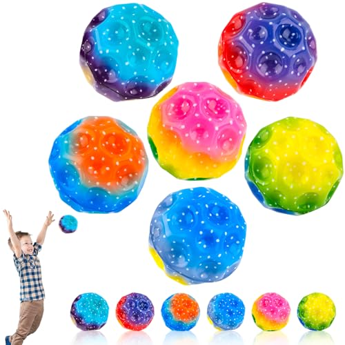 WuGU 6 Stück Astro Jump Ball Moon Ball Spaceballs EIN Knallendes Geräusch Machen, Galaxy Ball Moonball Hohe Springender Gummiball, Bounce Ball Mini Bouncing Ball Toy für Kids Party Gift(Mehrfarbig) von WuGU