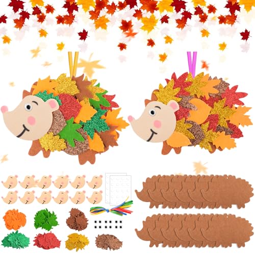 WuGU 12 Stück Igel Bastelset Kinder, Moosgummi Bastelset Kinder, Kreativset Herbst DIY Basteln für Jungen Mädchen ab 3 4 5 6 7 8 9 10 Jahre, für Kindergeburtstag basteln, Herbstdeko von WuGU