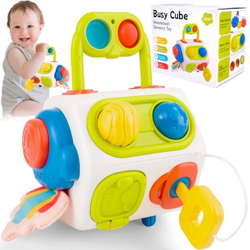WuGU Montessori Spielzeug ab 1 Jahr, Motorikwürfel ab 1 Jahr, 9 in 1 Sensorik Spielzeug, Kinderspielzeug ab 1 Jahr, Baby Spielzeug 1 Jahr, Babyspielzeug ab 6 Monate, Motorikspielzeug ab 1 2 3 Jahr von WuGU