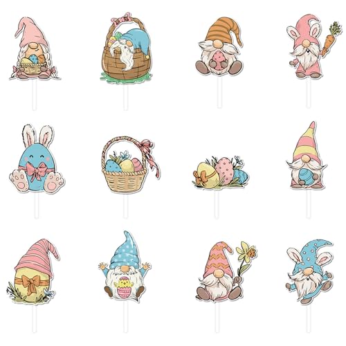 12PCS Easter Cupcake T-o-p-p-e-r-s For Festive Treats Easter B-u-n-n-y Cupcake T-o-p-p-e-r-s Cheerful Rabbit Designs Easter Themed Cake Embellishments von WuLi77