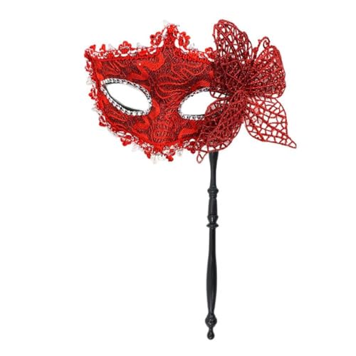WuLi77 Frauen Maskerade Maske Halloween Party Maske Mit Haltestab Halbe Gesichtsmaske Abend/Abschlussball Maske Venezianische Schmetterlingsmaske Mardi Gras Maske Halloween Party Maske Mit Haltestab von WuLi77