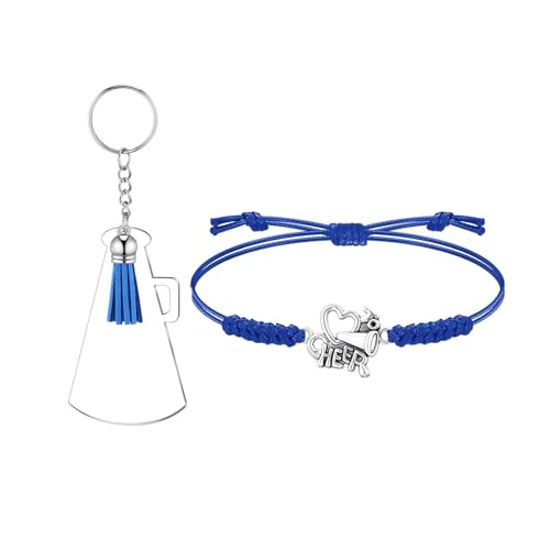 WuLi77 Set Mit 20 Cheerleading Charm Armbändern Schlüsselanhänger Set Verstellbares Cheerleader Armband Schlüsselanhänger Perfekte Cheer Geschenke Für Team Große Cheerleading Geschenke von WuLi77