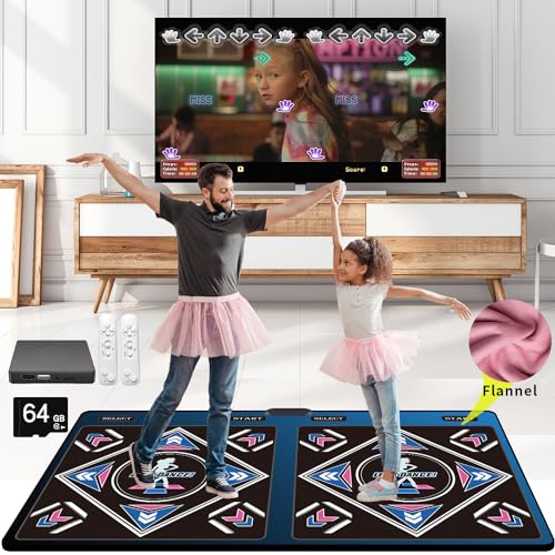 Musik-Doppel Tanzmatten für Kinder und Erwachsene, 64GB Speicherkarte,Fitness-Tanzspiele mit MV/3D/Cartoon-Dance-Mode, 899 Spiele und 650 Songs,75 MVs für HDMI-TV-Spaß, Senior-Flanell-Material… von WuZhuangYuan