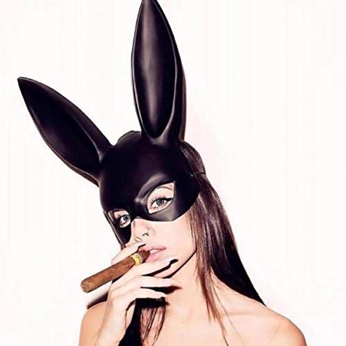 Wudaizhi 1pc Masquerade Maske Kaninchenmaske Schwarze Erwachsene Hasenmaske mit Ohren für Halloween -Geburtstagsfeier Cosplay Prom Osterkostüm Accessoire Party Gefälligkeiten von Wudaizhi