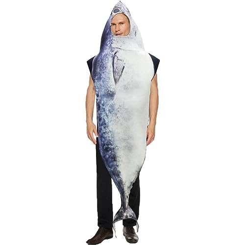 Wudaizhi Halloween Fischkostüm für Erwachsene Lustiges Fischtiertier-Kostüm Einteiliges Cosplay-Kostüm Verkleidung für Karnevalsthemenwoche von Wudaizhi