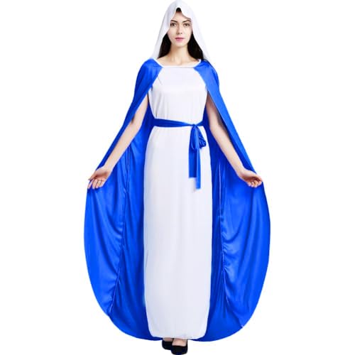 Wudaizhi Kostüme Jungfrau Maria Kostüm Für Erwachsene Nativität Zohrigkette Kleid Kapuze Kapuze Langes Cosplay -kostüm Für Frauen von Wudaizhi