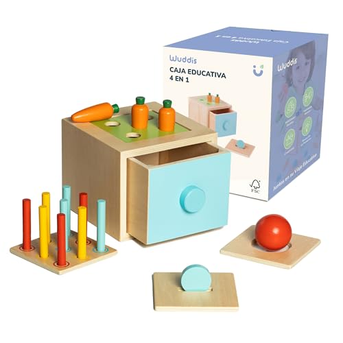 Wuddis 4-in-1 Motorikwürfel ab 1 Jahr - Objektpermanenz Box - Montessori Spielzeug ab 1 Jahr - Umweltfreundliche Farben, FSC-Zertifiziertes Holz - Ideal Für Sicheres Lernen und Spielen Wuddis 4-in-1 Motorikwürfel ab 1 Jahr - Objektpermanenz Box - Montessori Spielzeug ab 1 Jahr - Umweltfreundliche Farben, FSC-Zertifiziertes Holz - Ideal Für Sicheres Lernen und Spielen von Wuddis