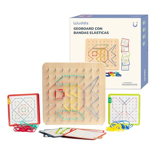 Wuddis Montessori Holz Geoboard - Geobrett Grundschule - FSC Zertifiziert, 48 Gummibänder und 40 Musterkarten, Motorikspielzeug, Geschenkidee Für Junge Und Mädchen Ab 3 4 5 Jahren Wuddis Montessori Holz Geoboard - Geobrett Grundschule - FSC Zertifiziert, 48 Gummibänder und 40 Musterkarten, Motorikspielzeug, Geschenkidee Für Junge Und Mädchen Ab 3 4 5 Jahren von Wuddis