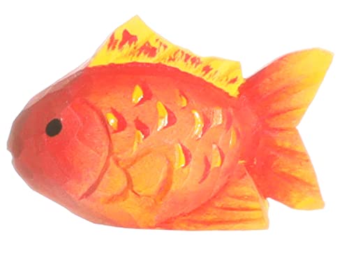 Wudimals - 40818 - Seetiere, Goldfisch, Holz, handgeschnitzt, handbemalt, 4,2cm x 2,6cm von Wudimals