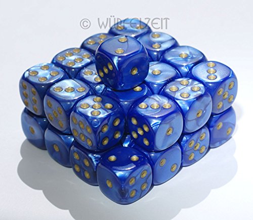 Würfelzeit 7413 - Würfel w6 12 mm, Silkki blau m/Gold (32) von WÜRFELZEIT 35