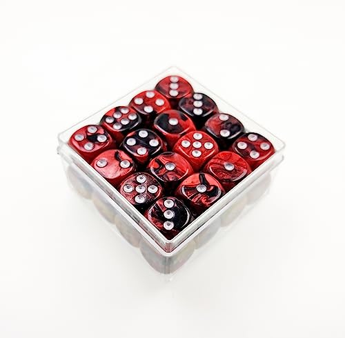 Würfelzeit 7801 - Würfel w6 12 mm, Alyen Red Sundown m/Silber (32 Augenwürfel in Klarsichtbox) von WÜRFELZEIT 35