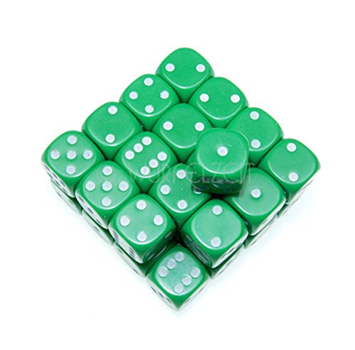 Würfelzeit 8863 - Würfel w6 12 mm Opaque grün m/Weiss (32 Würfel in Klarsichtbox) von WÜRFELZEIT 35