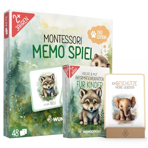 Wunderkind 50 Affirmationskarten Kinder I Pädagogisch wertvoll I Gefühlskarten I Umgang mit Gefühlen Lernen I Achtsamkeitskarten Kinder I Mutmachkarten (Sparbundle (Tierwelt)) von Wunderkind